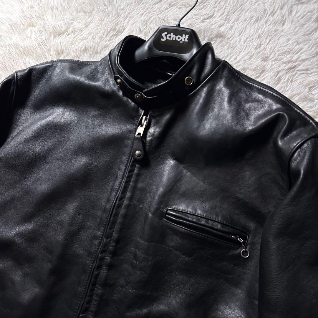 美品/50サイズ✨schott ライダースジャケット　641 黒　本革　レザー