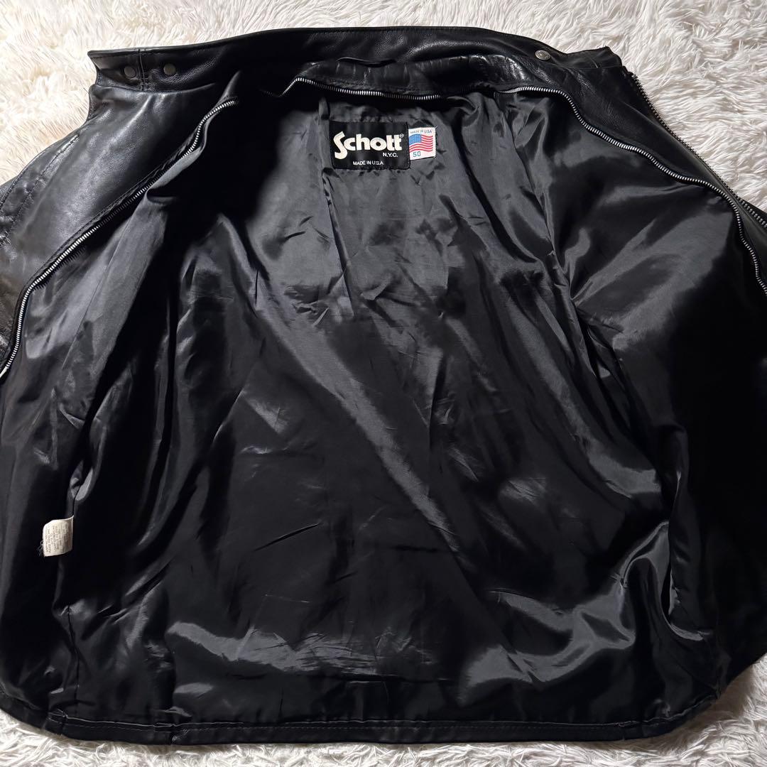 美品/50サイズ✨schott ライダースジャケット　641 黒　本革　レザー