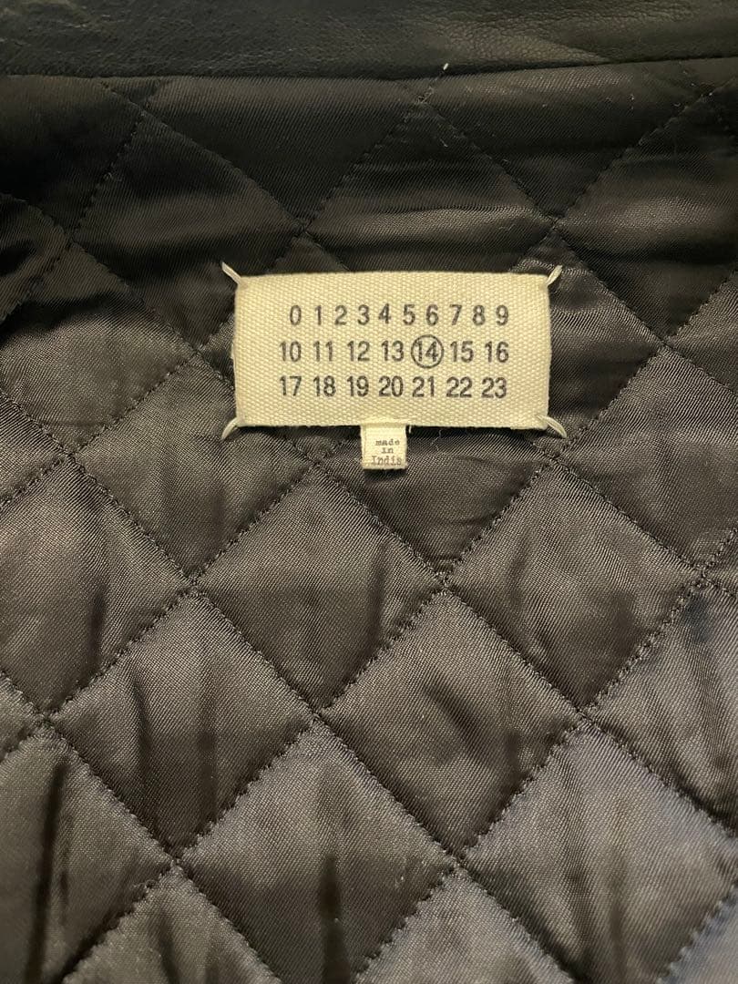 maison margielaブラックレザーシングルライダースジャケット