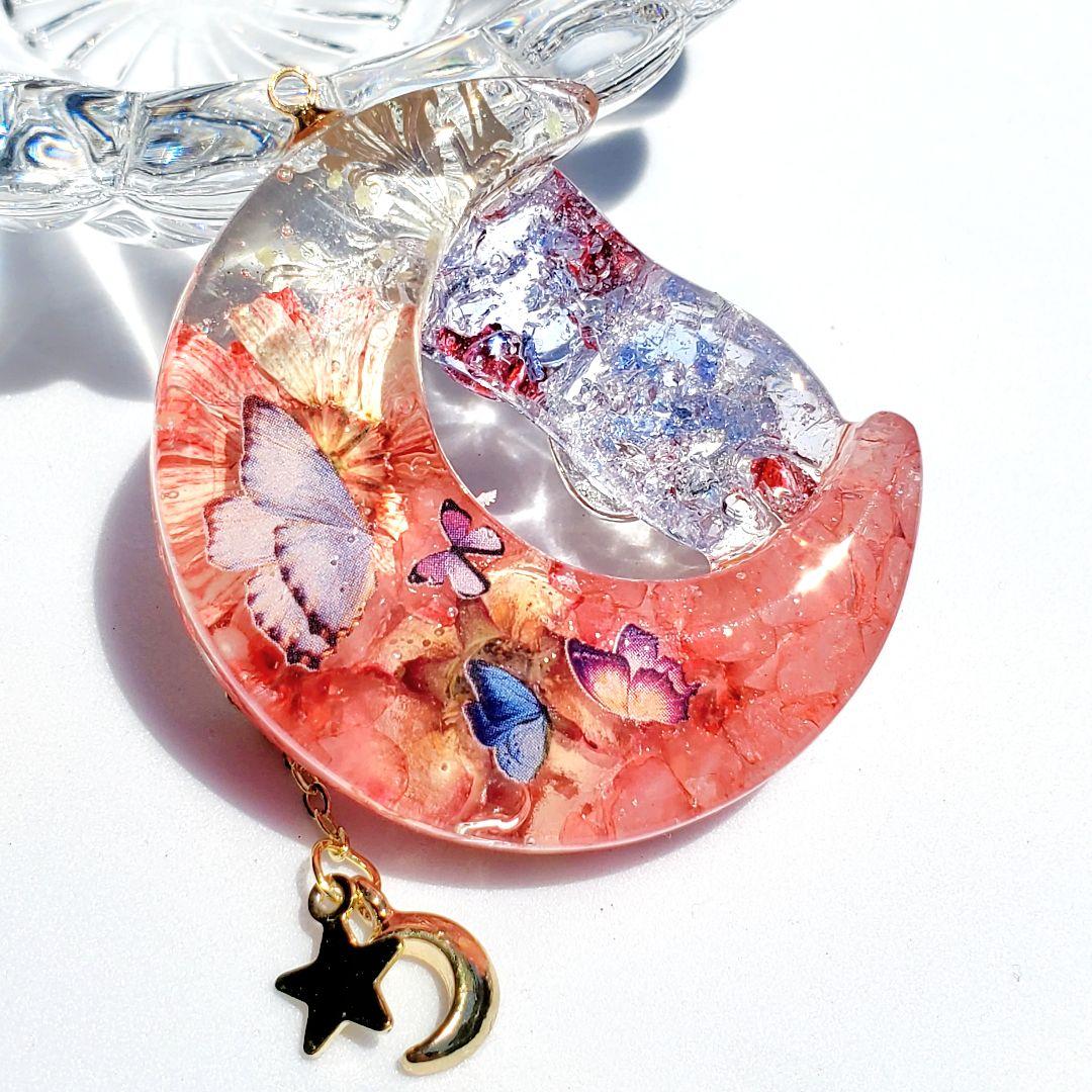 やっちゃん 　　ガラス・天然石レジンネックレス　オルゴナイト　ハンドメイド