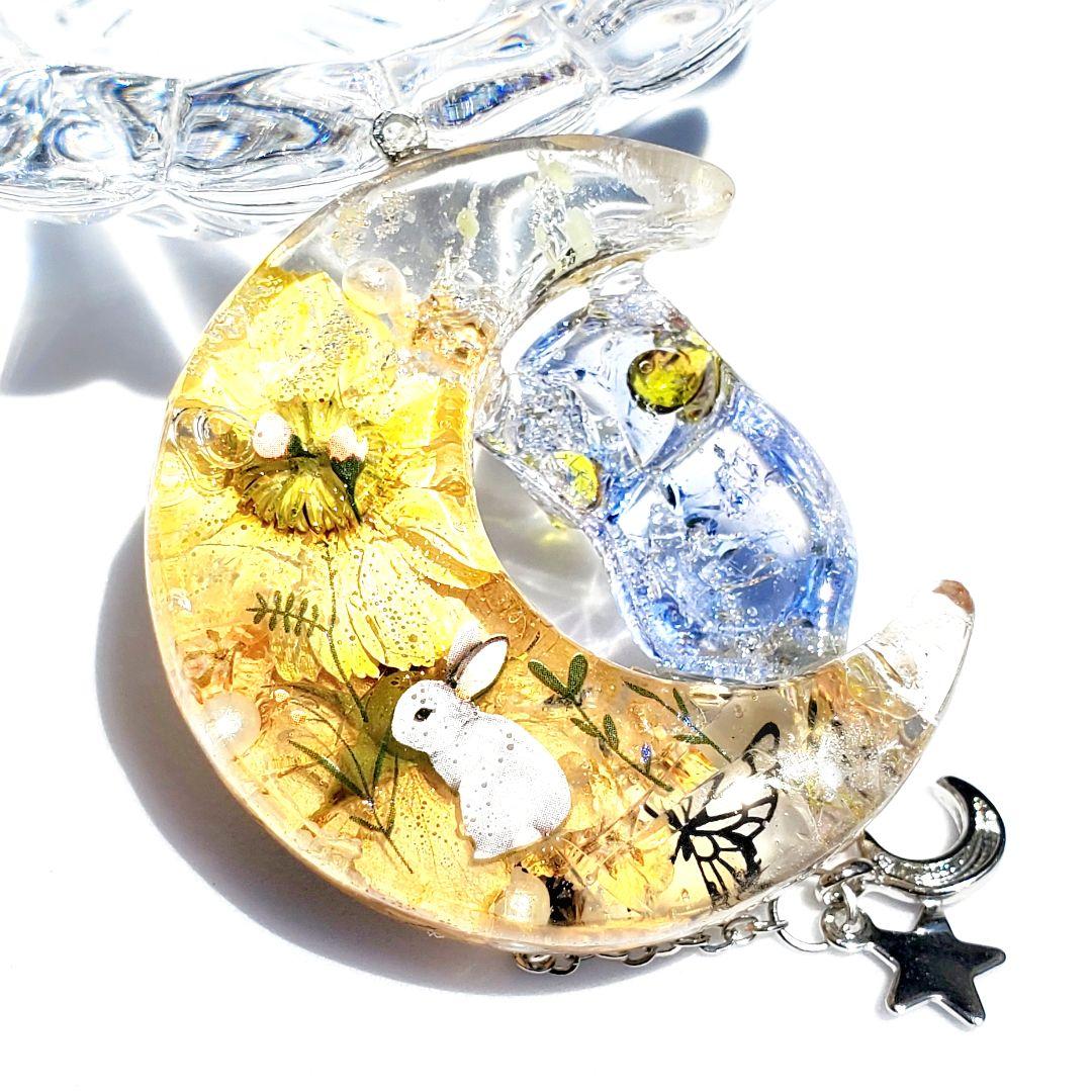 やっちゃん 　　ガラス・天然石レジンネックレス　オルゴナイト　ハンドメイド