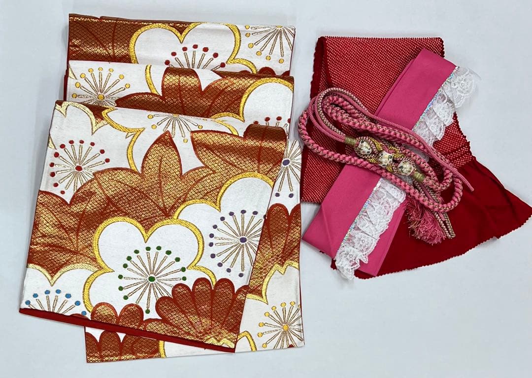 大特価　振り袖　フルセット　長襦袢付　ピンク　桜　梅　金彩加工　661