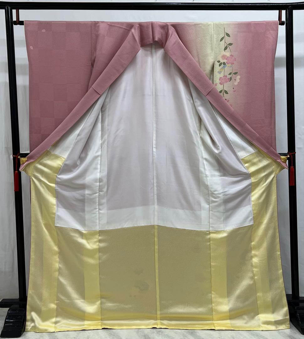 大特価　振り袖　フルセット　長襦袢付　ピンク　桜　梅　金彩加工　661