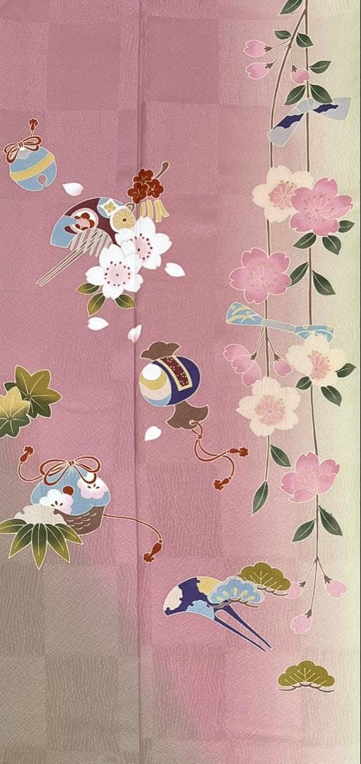 大特価　振り袖　フルセット　長襦袢付　ピンク　桜　梅　金彩加工　661