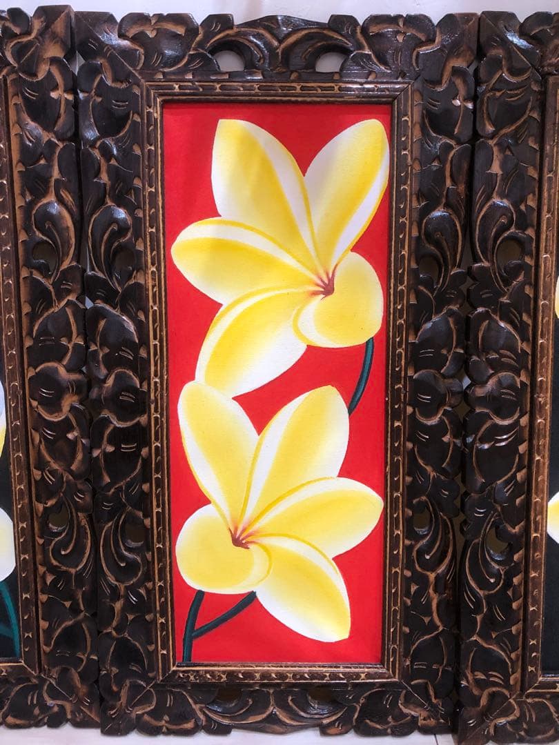 鮮やかで南国チックな飾りやすいサイズのバリ絵画！63/33cm