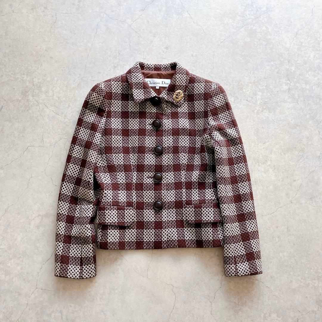 Christian Dior ヴィンテージ CDロゴ ゴールド リーフ ブローチ