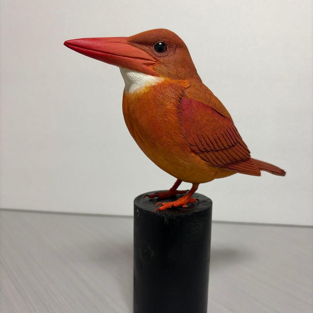 アカショウビン　バードカービング　野鳥彫刻　木彫りの野鳥　リアル野鳥