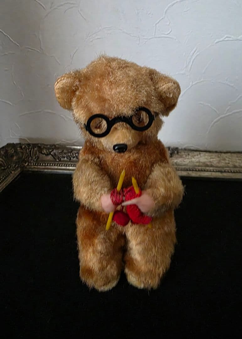 max carlアンティークベア　ゼンマイ 編み物クマ