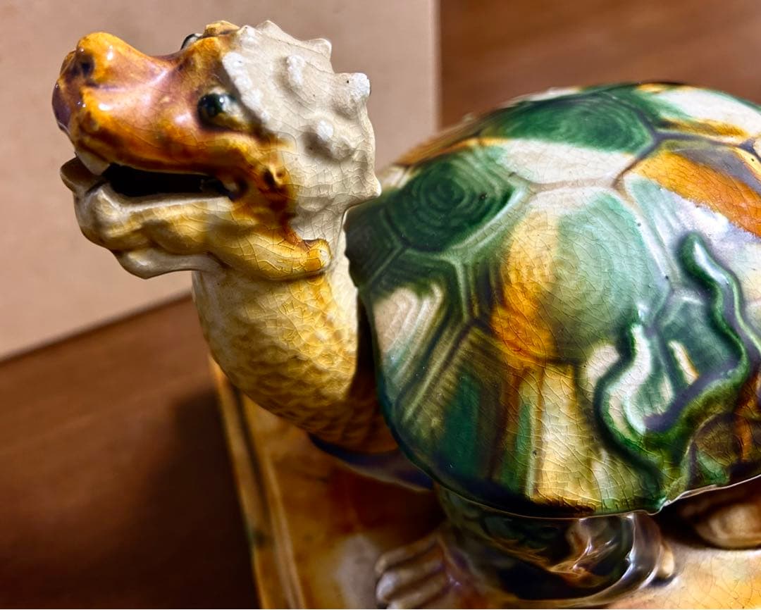 中国骨董 唐三彩 時代物 交趾大亀陶芸