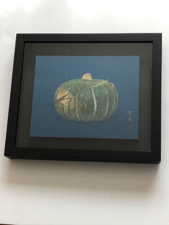 ハロウィンの季節❗️日本美術院院友　宮野孝司　肉筆日本画「栗坊」￼(かぼちゃ)￼