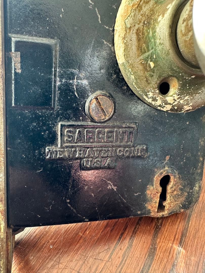 「SARGENT USA刻印 アンティーク ガラスドアノブ」