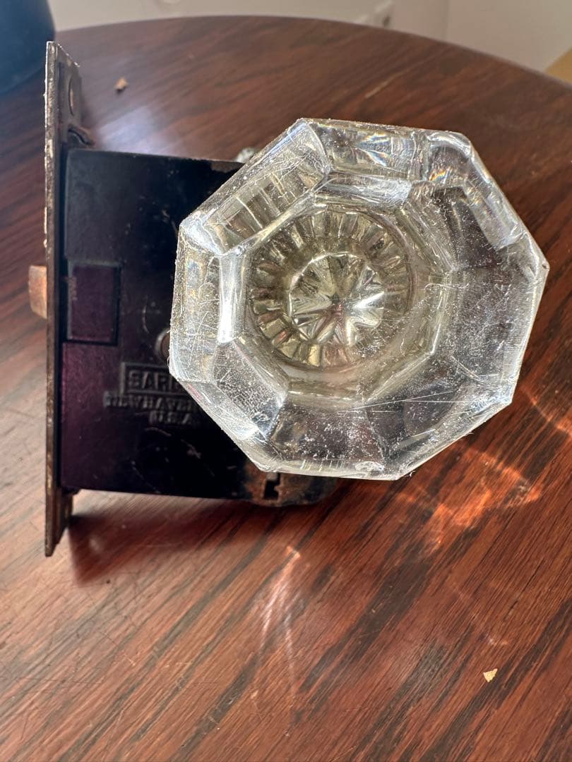 「SARGENT USA刻印 アンティーク ガラスドアノブ」