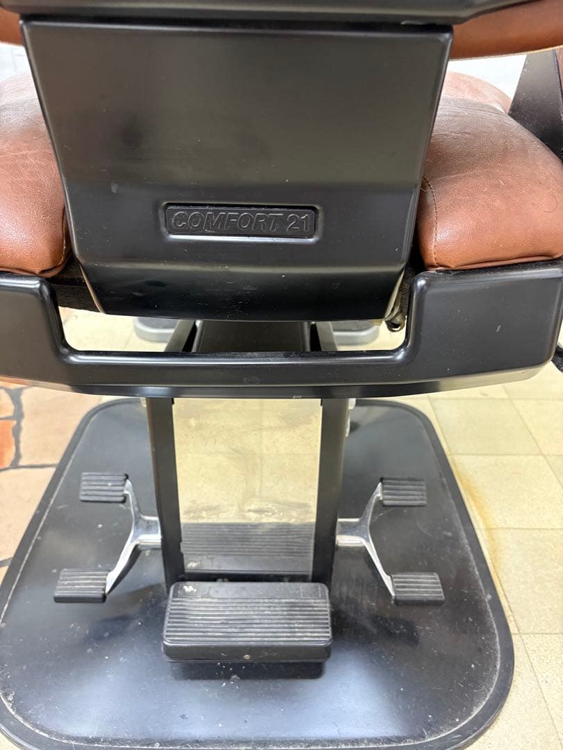 ブラウン バーバーチェア 合成皮革