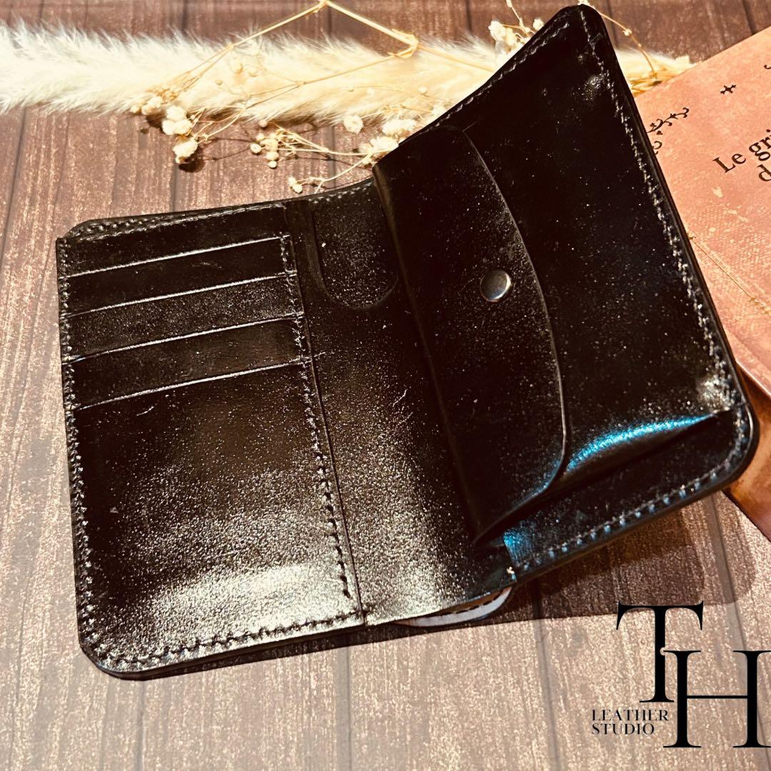 コードバン　新喜皮革　ミドルウォレット　ブラック