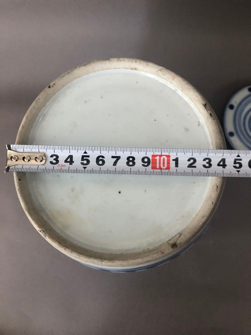 中国骨董　古美術　青花四耳水差し、花瓶