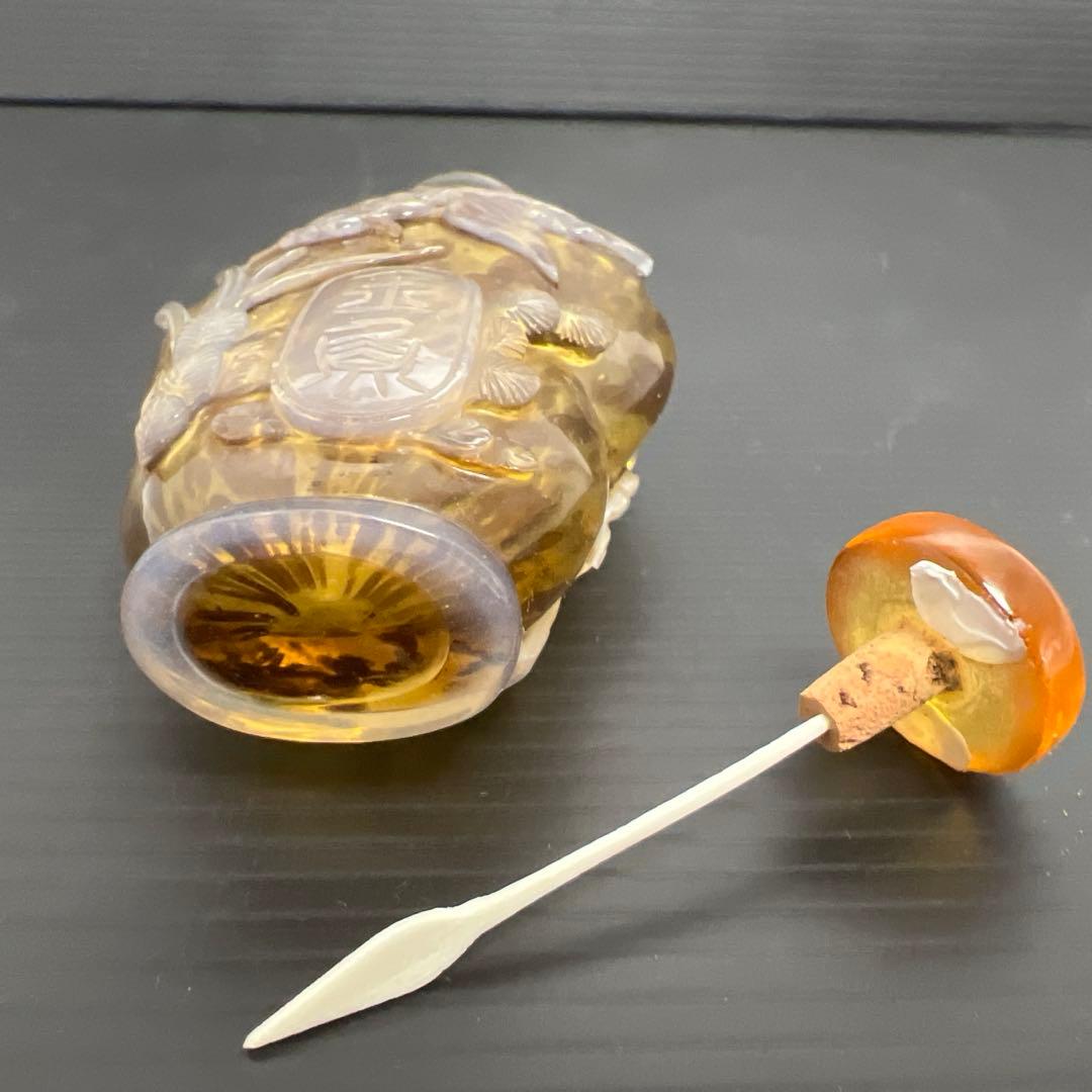 中国古玩　金魚彫鼻煙壷　高さ9.7㎝　東Y7-0924③タニト