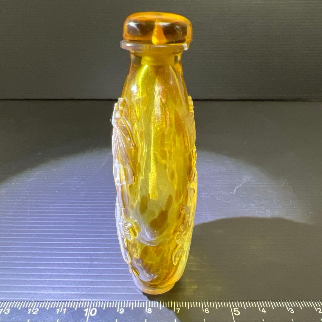 中国古玩　金魚彫鼻煙壷　高さ9.7㎝　東Y7-0924③タニト