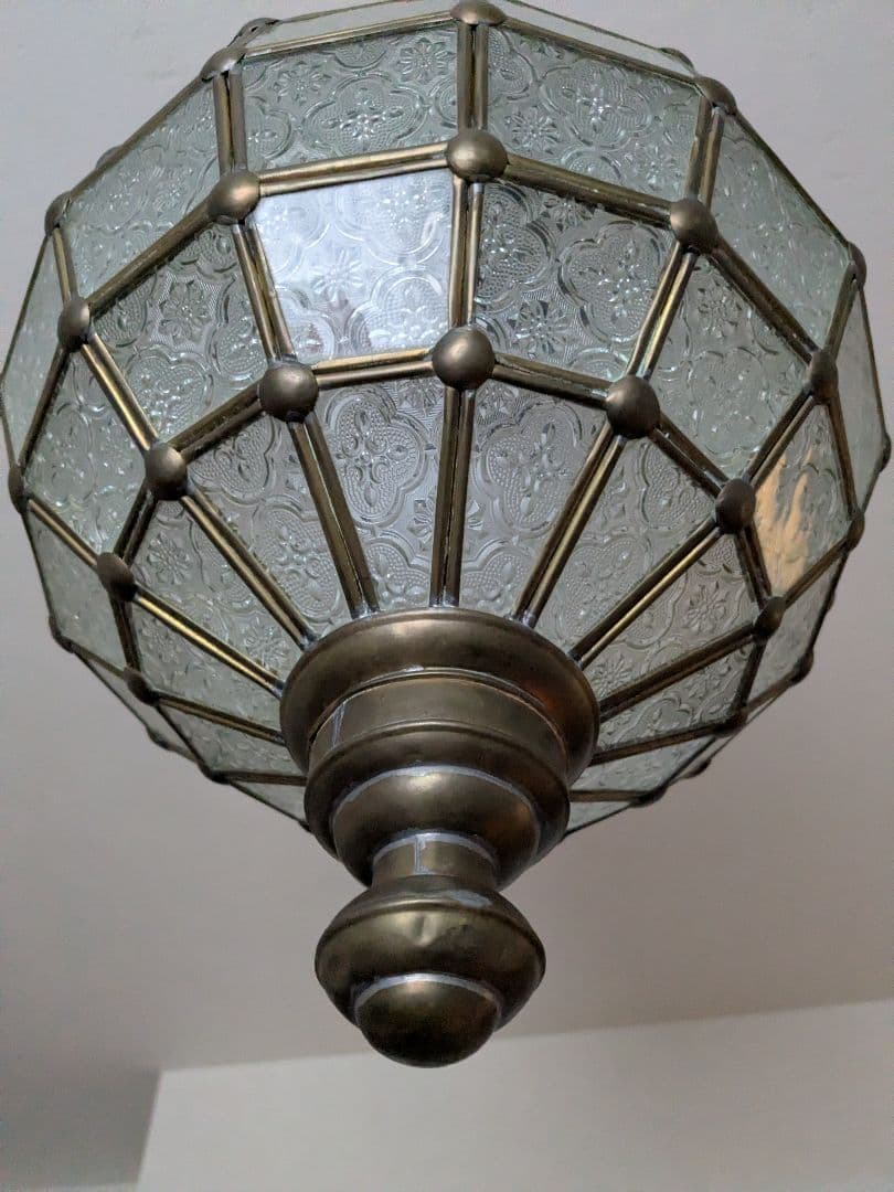 コ*ン様 アンティーク真鍮 レトロガラスペンダントライト