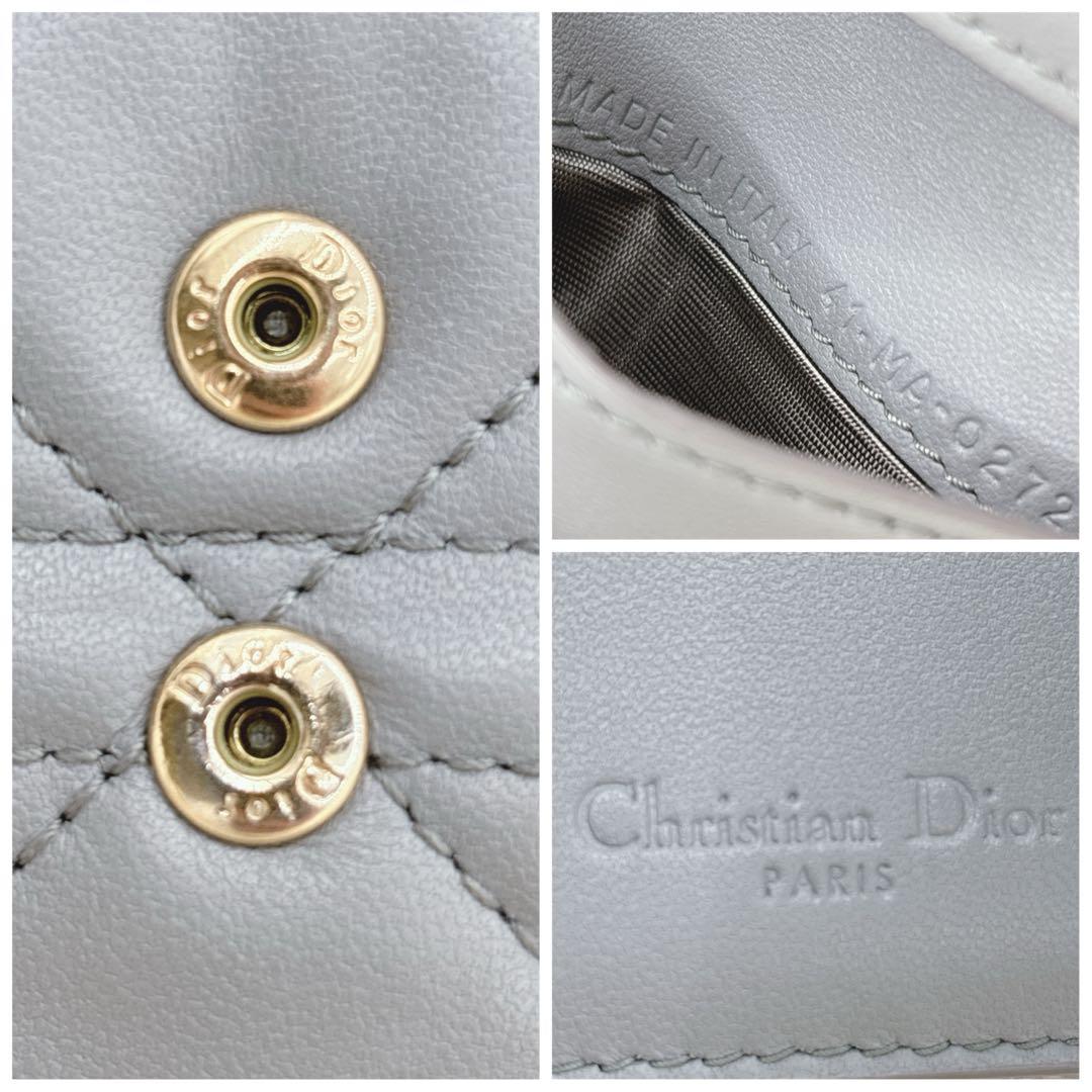 美品✨ディオール カナージュ ロータスウォレット　三つ折り財布 ブルーグレー