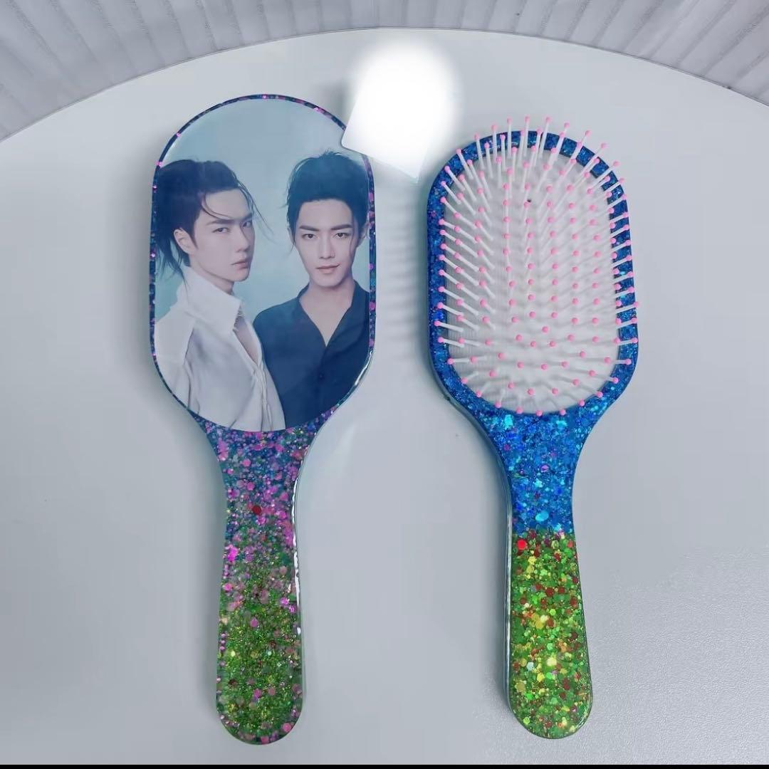 肖戦 王一博 超大レジンエアークッション付きヘアブラシ　4点セット❣️0109