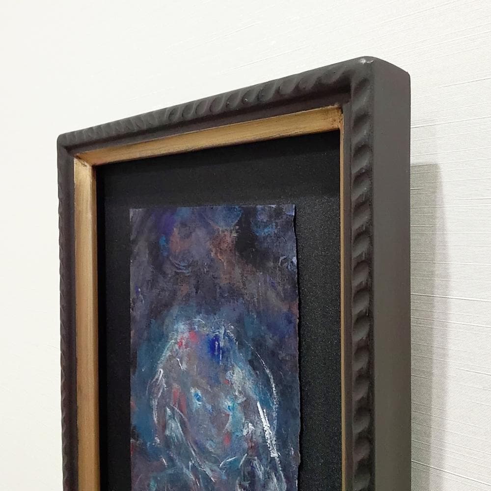 内野隆文　肖像　人物画　絵画　現代アート　アンティークペーパー　古紙　額縁