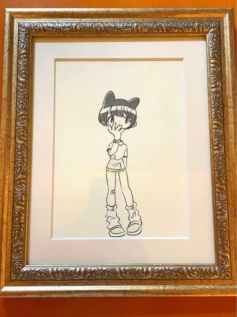 田中かえ　原画 サイン入り 額装済 イラストレーター ステッカー付き