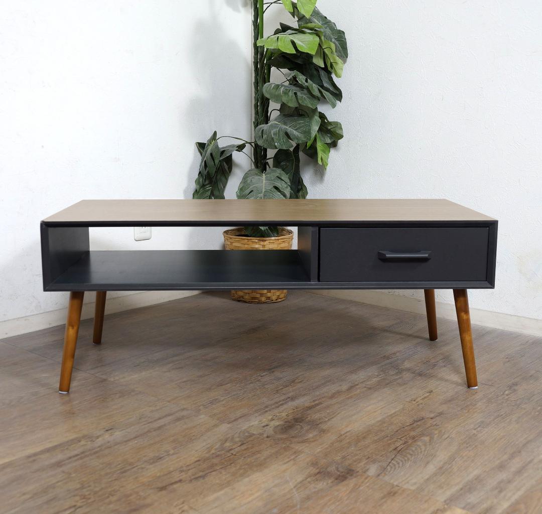 ゴル　センターテーブル 両面から引き出せる 引き出し付き　100cm