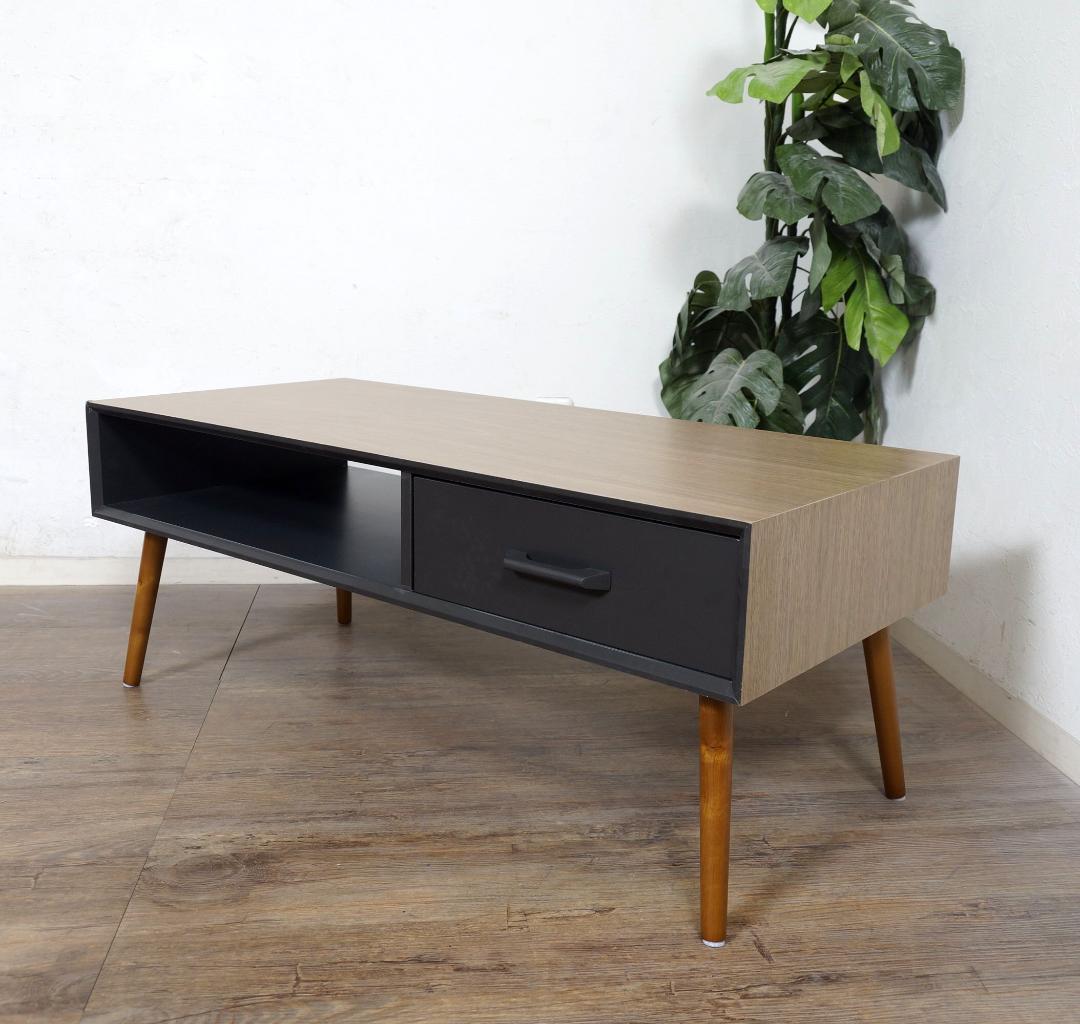 ゴル　センターテーブル 両面から引き出せる 引き出し付き　100cm