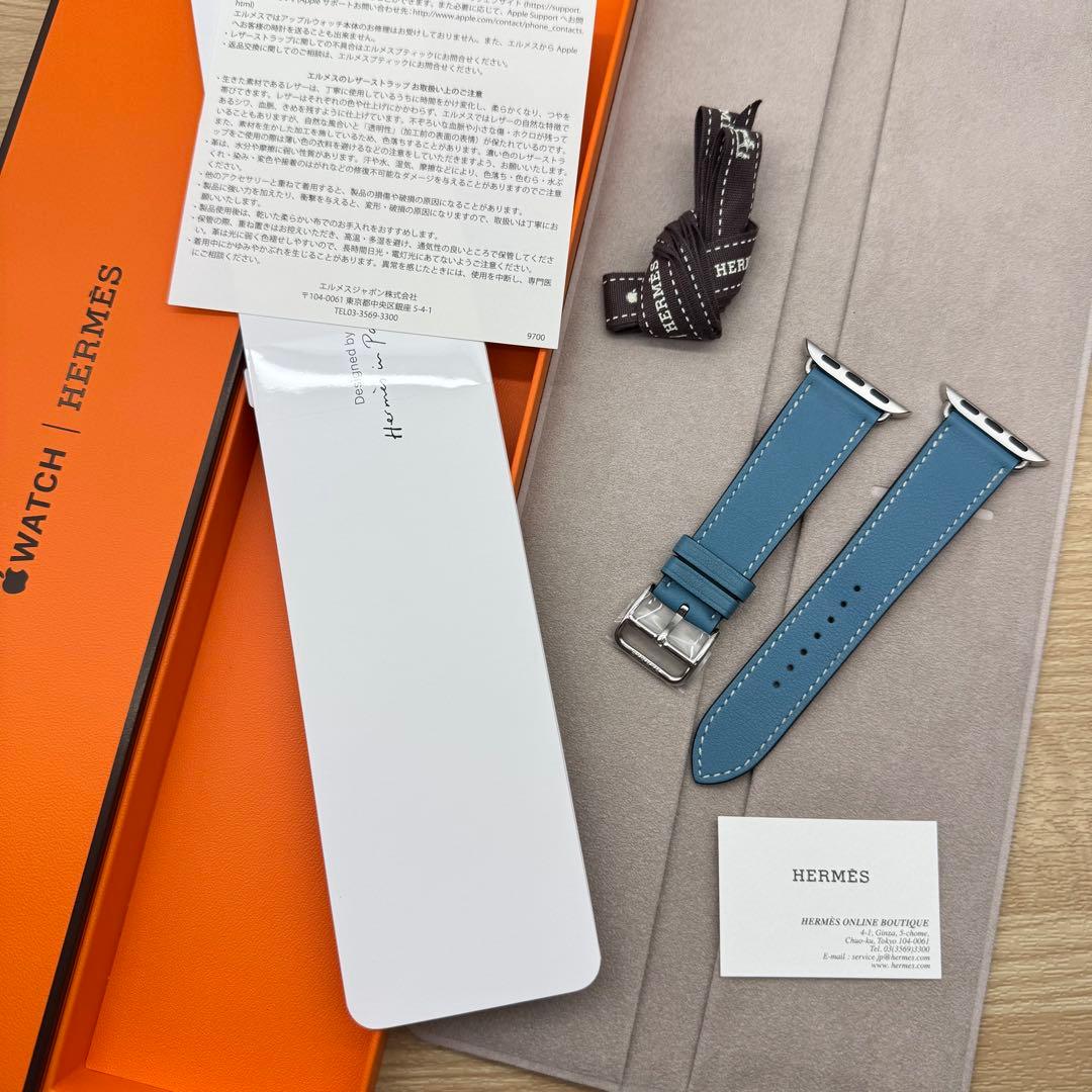 2162 Apple Watch エルメス　ブルー　HERMES レザー