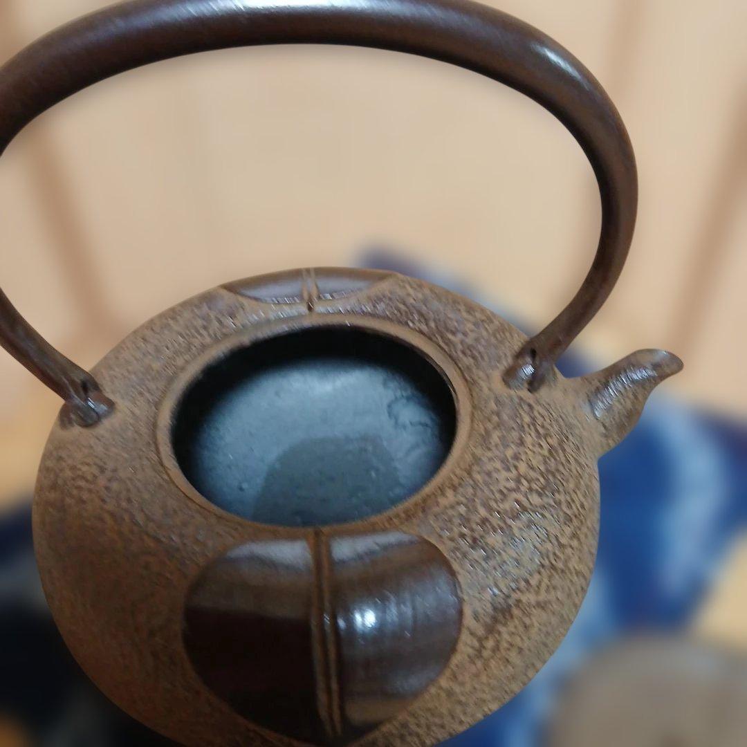 南部鉄器 鉄瓶 照光堂 柿葉絵 茶道具 年代品