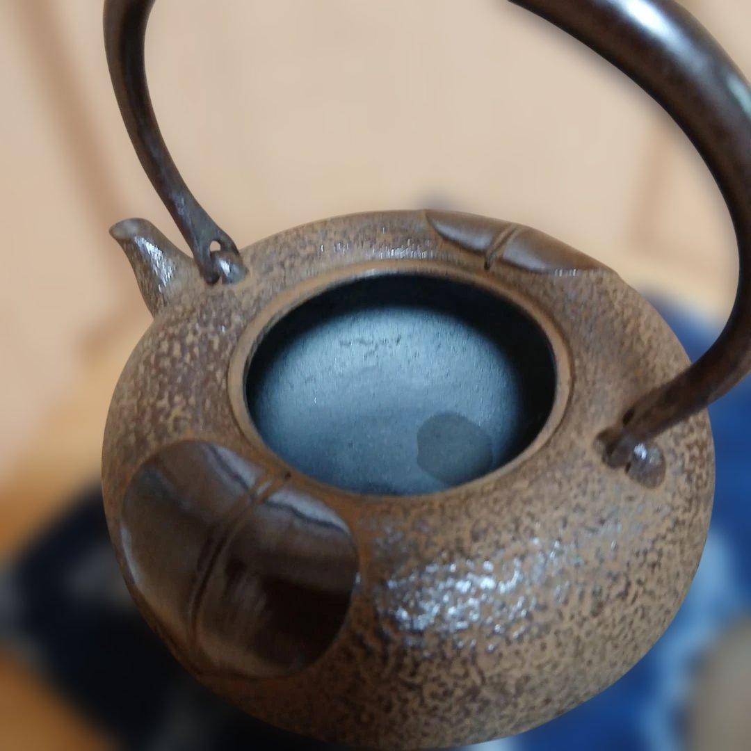 南部鉄器 鉄瓶 照光堂 柿葉絵 茶道具 年代品