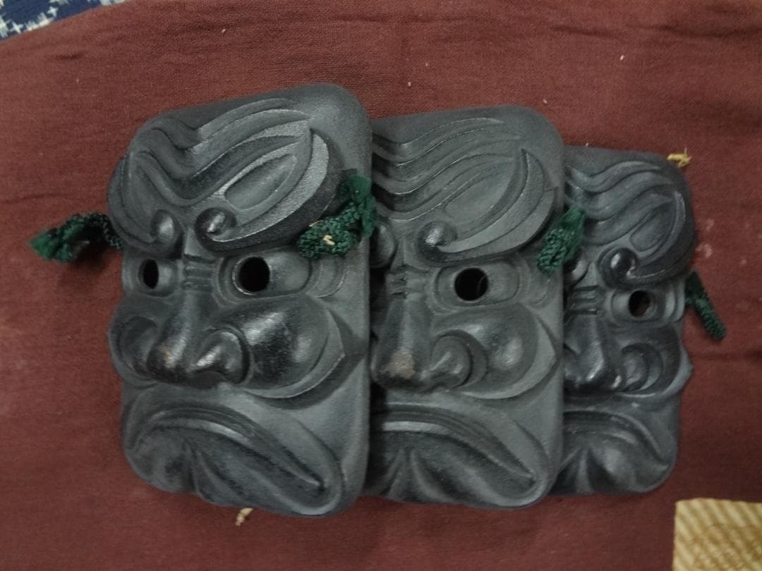 鬼面3面セット南部鉄器 オリジナル　●神事・厄除け１６×１２ｃｍ●入手困難