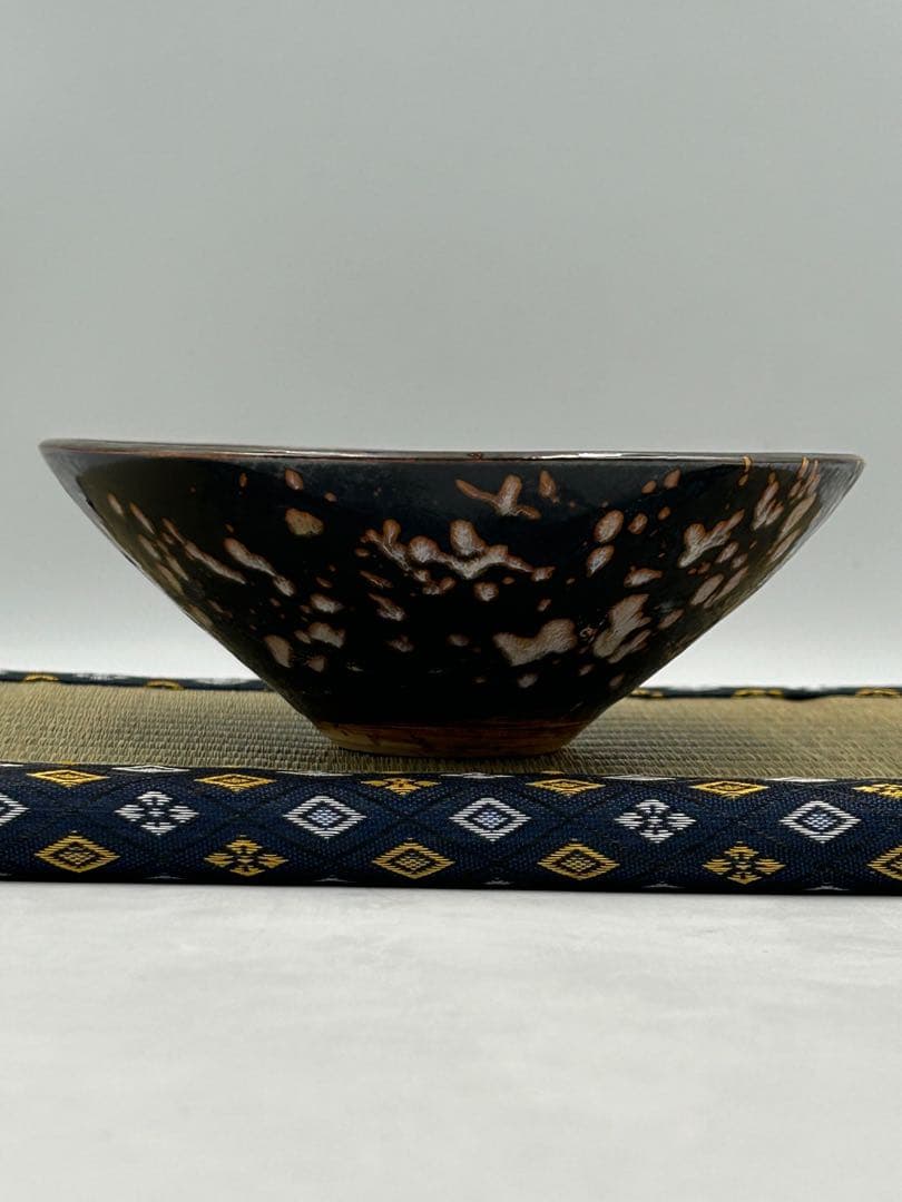 ★0037宋時代 吉州窯 玳皮天目茶碗 珍珠紋 ★茶道具 茶器 唐物天目