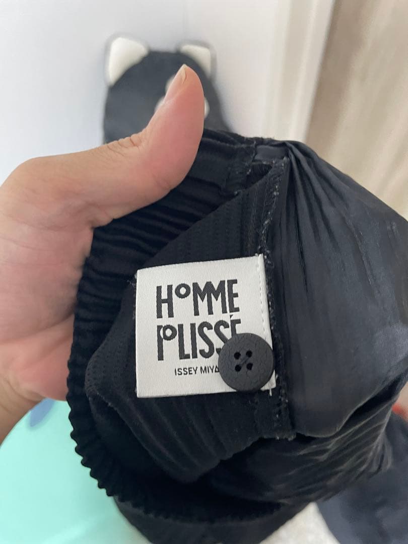 オムプリッセイッセイミヤケ　黒　消しプリーツパンツ