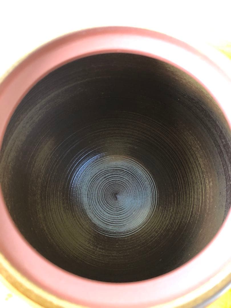 水指　朱泥　草紋　一位窯 田中一晃　氏作　共箱入