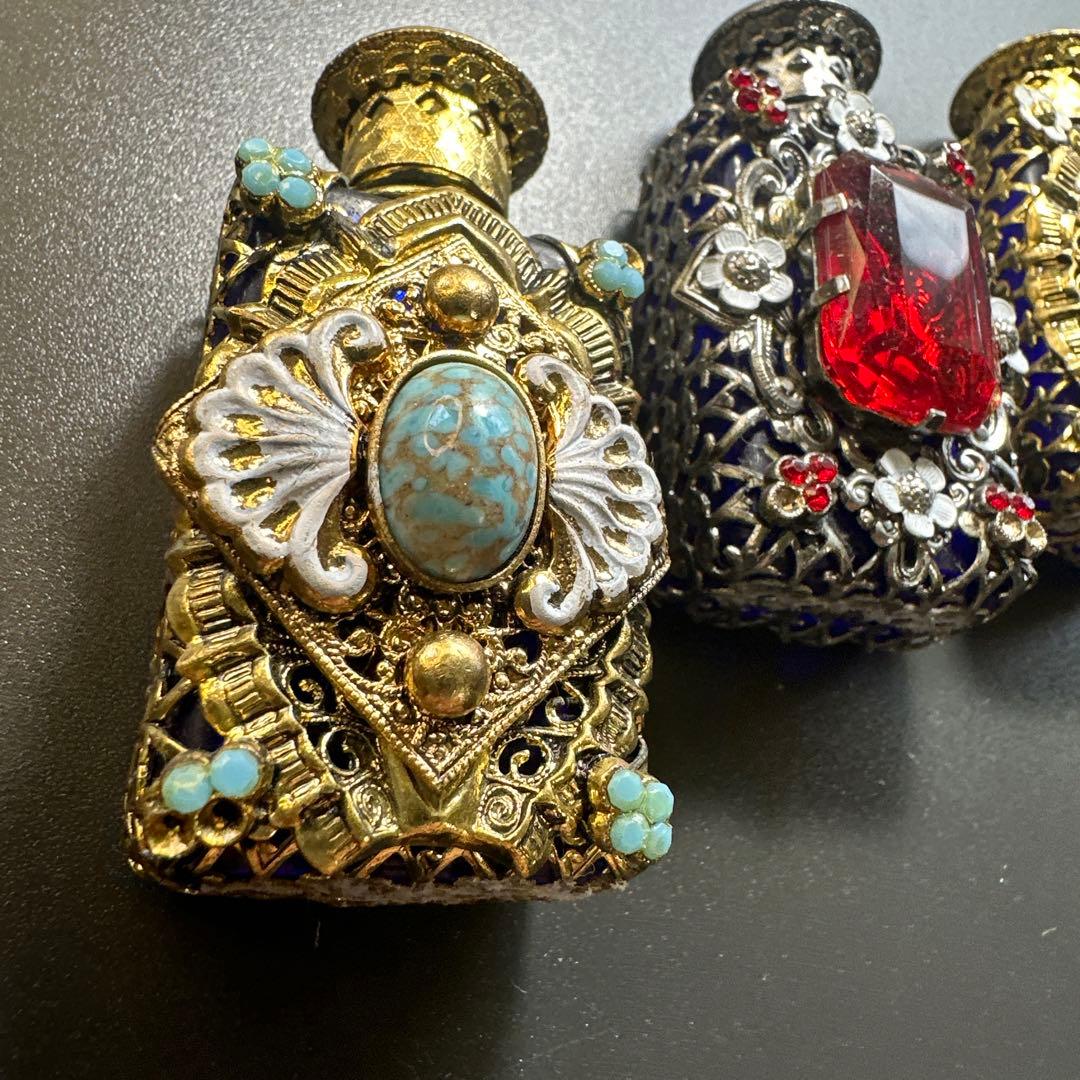 【専用価格】チェコガラス　ボヘミアン　ガラス　香水瓶　3点セット