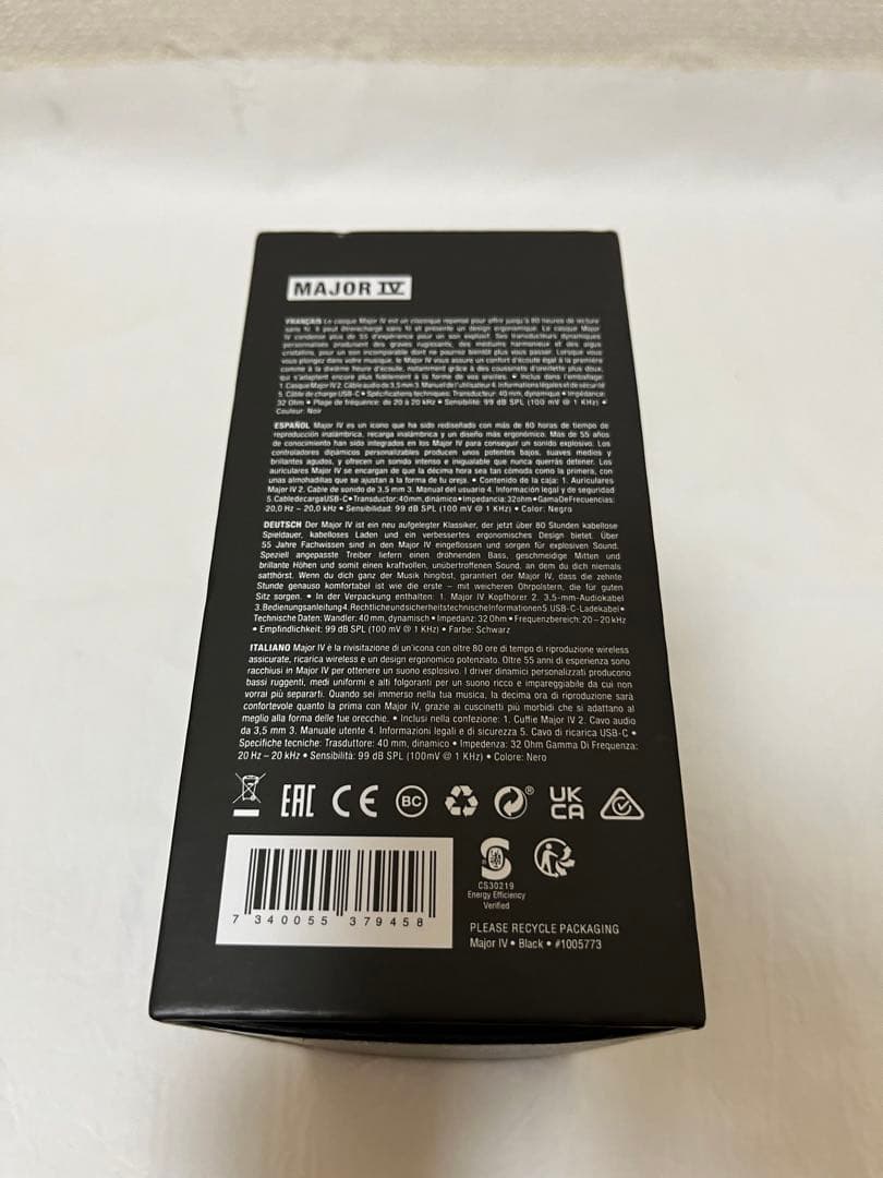 マーシャル　ヘッドホンMAJOR IV 4 ブラック