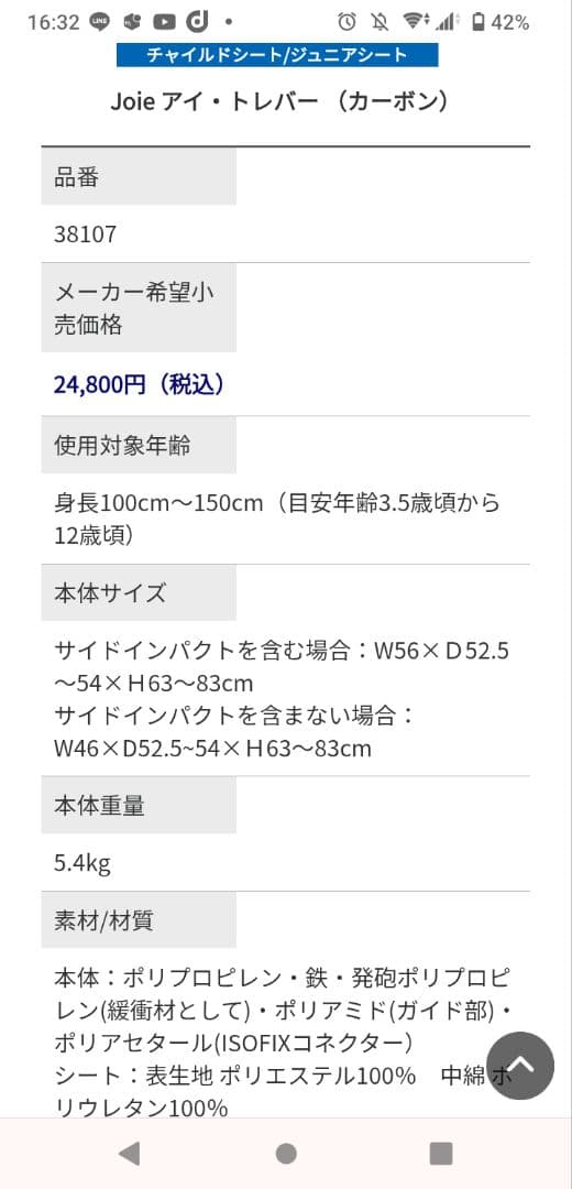 Joie アイ・トレバー ジュニア　チャイルド　シート