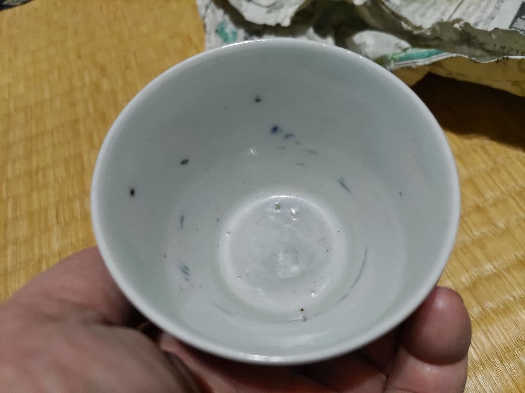 古伊万里　そば猪口　アヤメ　105ｇ　無傷