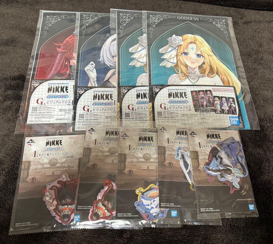 一番くじ　ニケ　A賞、B賞フィギュア、C賞ボード、D賞クッション、下位賞セット