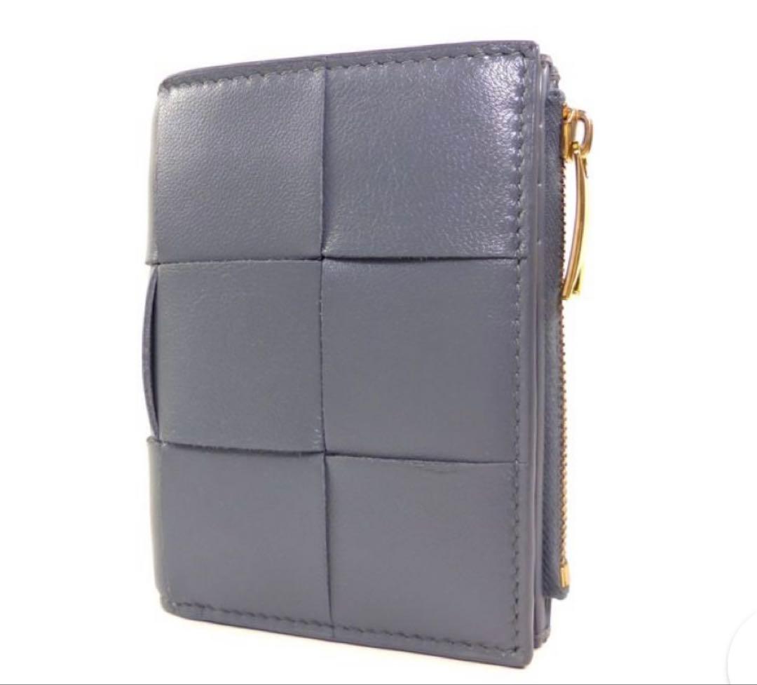 ボッテガヴェネタ　カセット　スモール　二つ折り財布　グレー