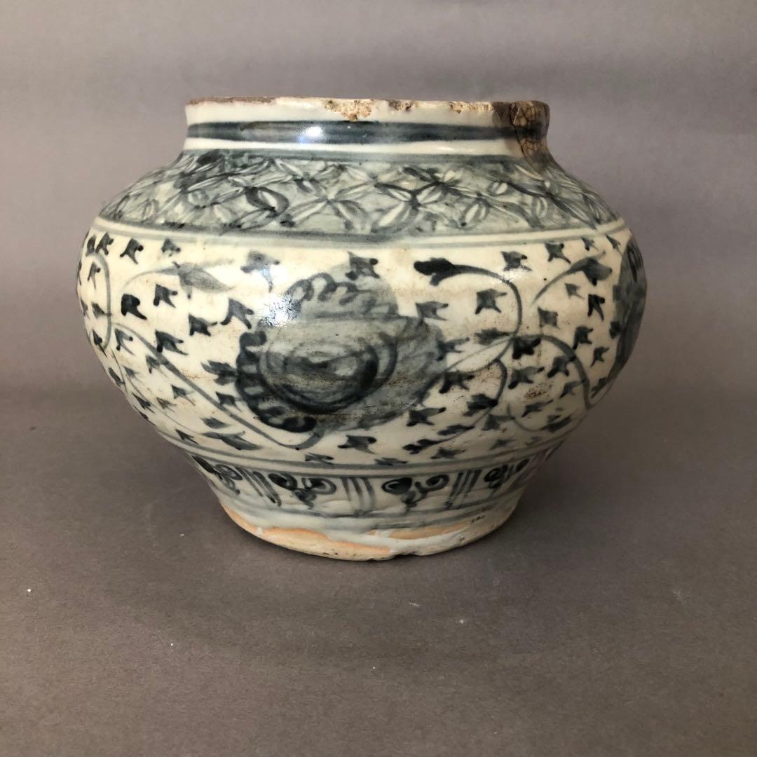 中国骨董　南海古陶　安南　ベトナム　青花染付　壺　花瓶　アンティーク　陶器　中国