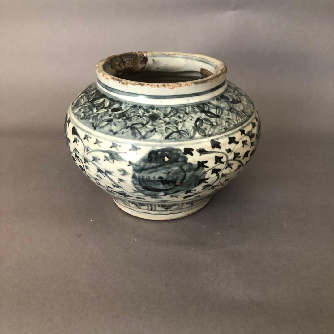 中国骨董　南海古陶　安南　ベトナム　青花染付　壺　花瓶　アンティーク　陶器　中国