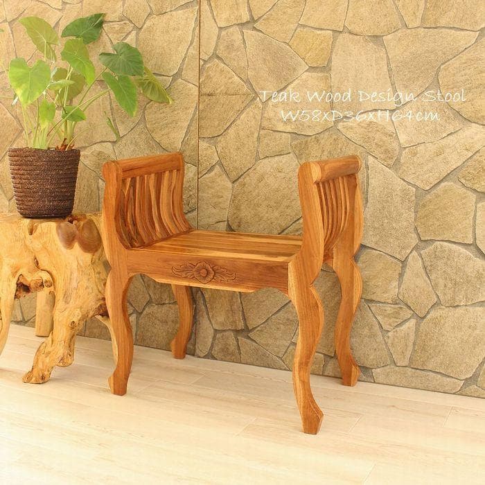 新品 アジアン チーク家具 無垢 デザインスツール リゾートチェア 椅子 腰掛