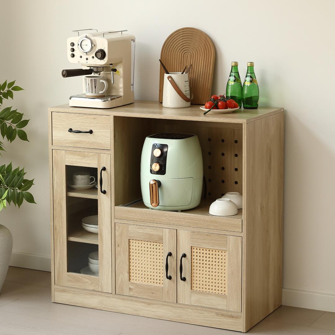 キッチンカウンター 食器棚 キッチンキャビネット レンジ台 　NATURAL