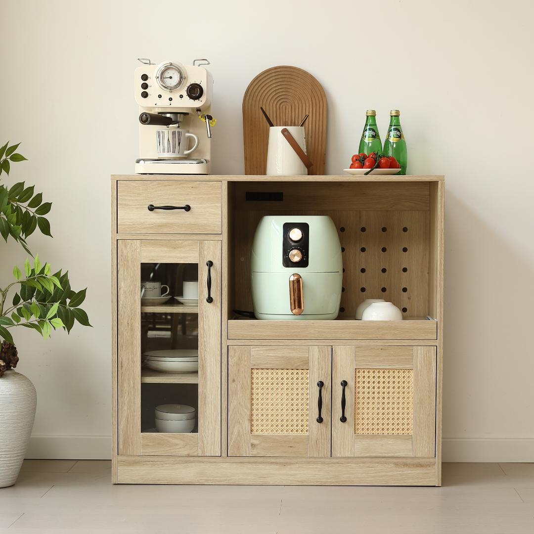 キッチンカウンター 食器棚 キッチンキャビネット レンジ台 　NATURAL