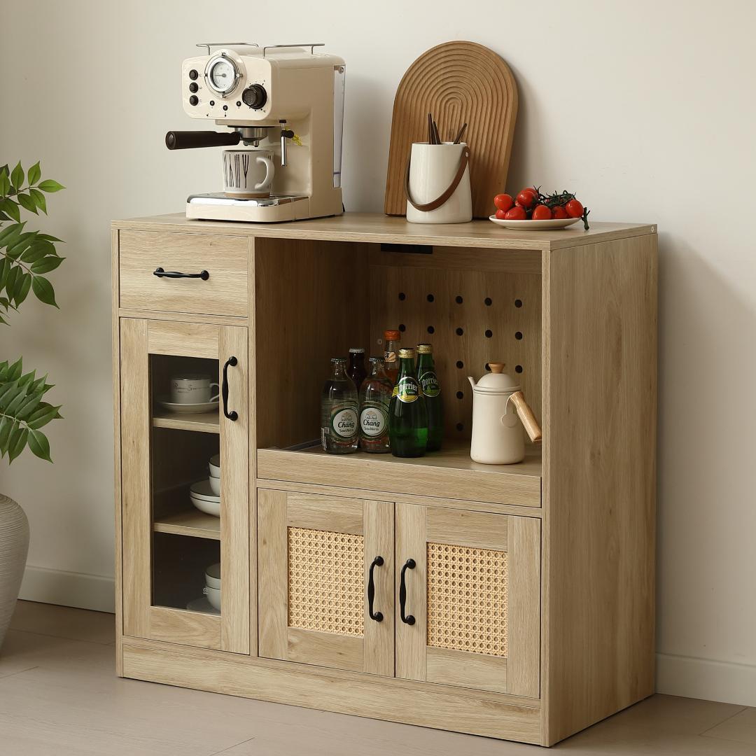 キッチンカウンター 食器棚 キッチンキャビネット レンジ台 　NATURAL