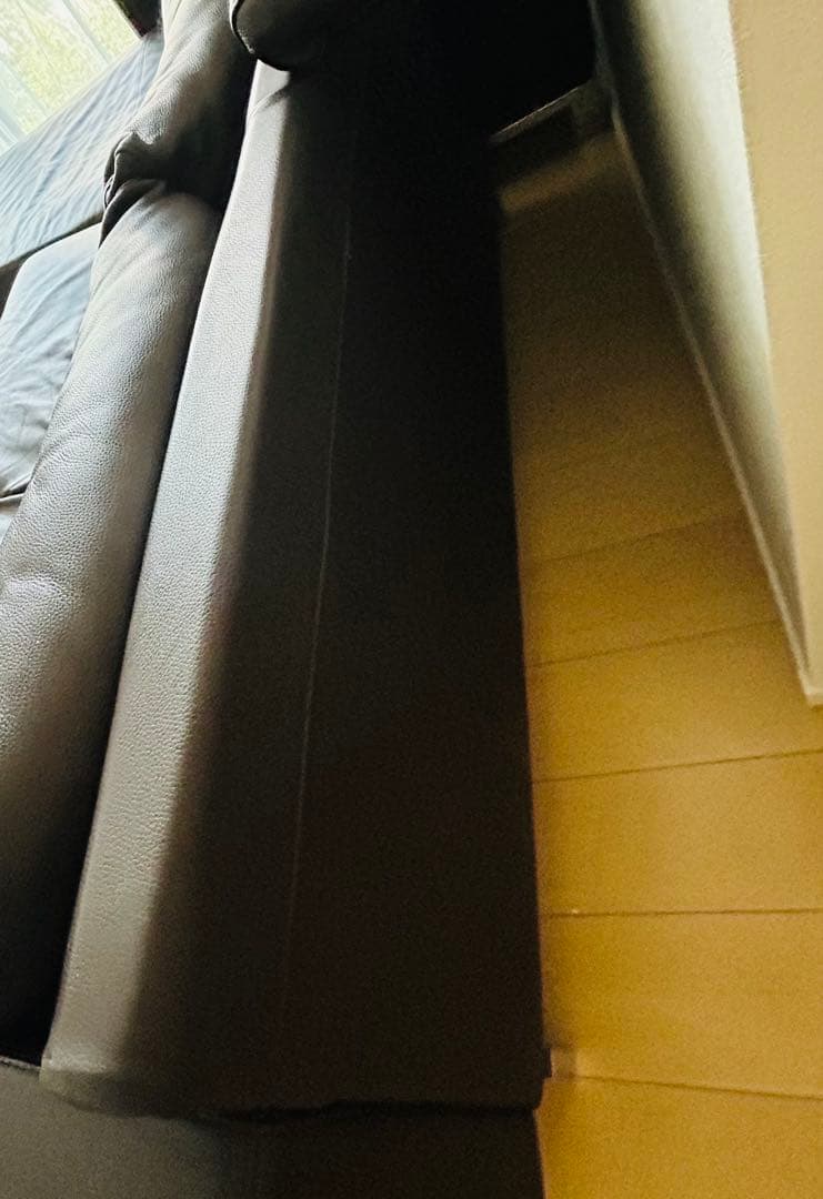 ダークブラウン 本革レザー L字型ソファ　カウチ