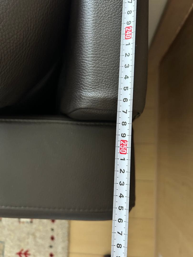 ダークブラウン 本革レザー L字型ソファ　カウチ