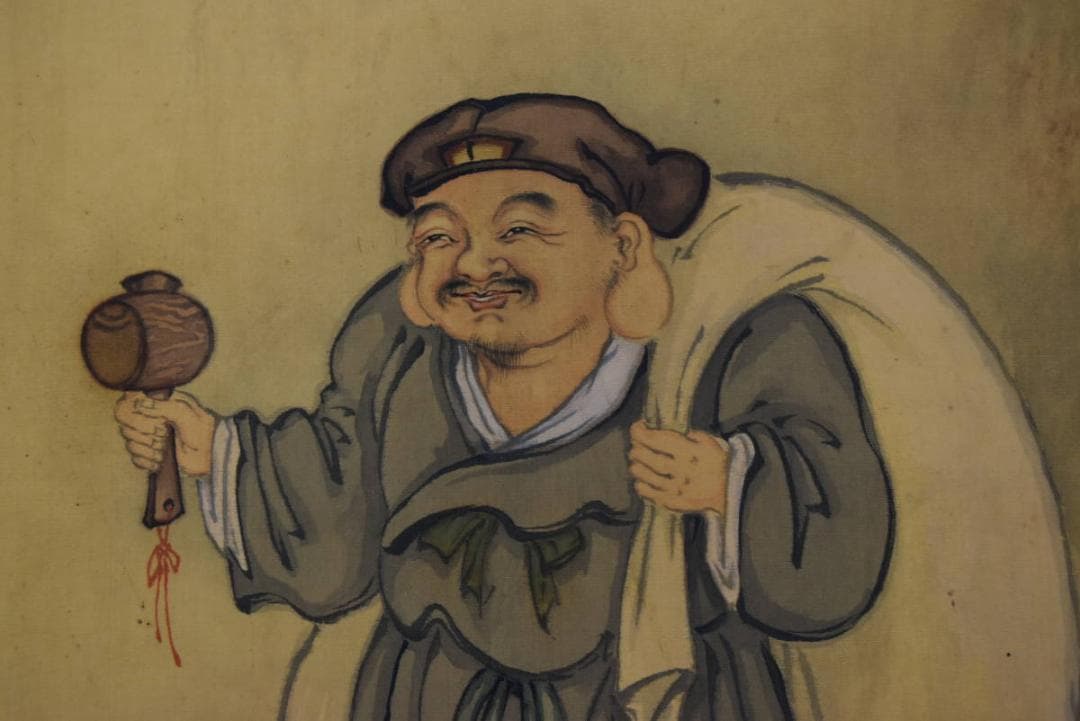 小堀碧山/大黒天図/画賛/掛軸☆宝船☆Z-911